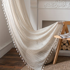 Translucent Boho Macrame Tassels Window Curtain