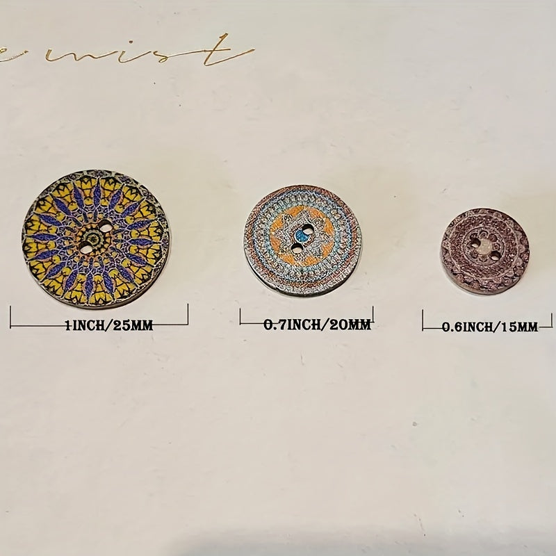 Round Vintage Wooden Buttons Mix for Sewing Crafting DIY