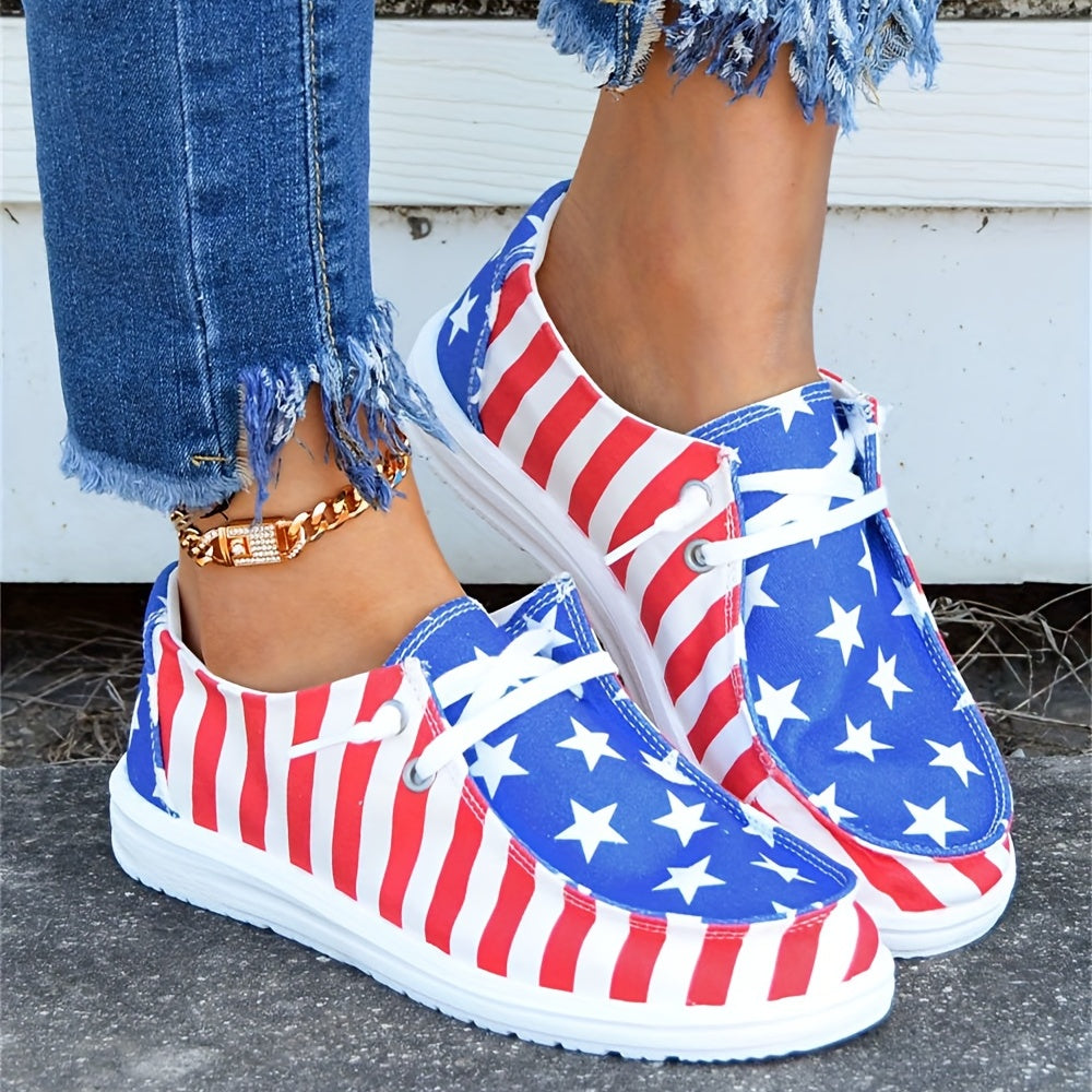 Women's Patriotic Canvas Shoes Independence Low Top Casual Sneakers