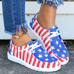 Women's Patriotic Canvas Shoes Independence Low Top Casual Sneakers