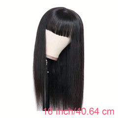 200 Density Human Hair Wigs With Bangs Brazilian Virgin None Lace Front Wigs