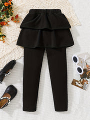 Girls' 2 In 1 Footless Leggings With Tutu Skirt