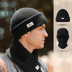 Winter Knitted Beanie Hat & Scarf Set Ear Protection Warm Hat Neck Gaiter