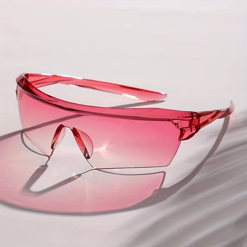 Ombre Lens Shield Sunglasses Semi Rimless Oversized Flat Top Eyewear UV400