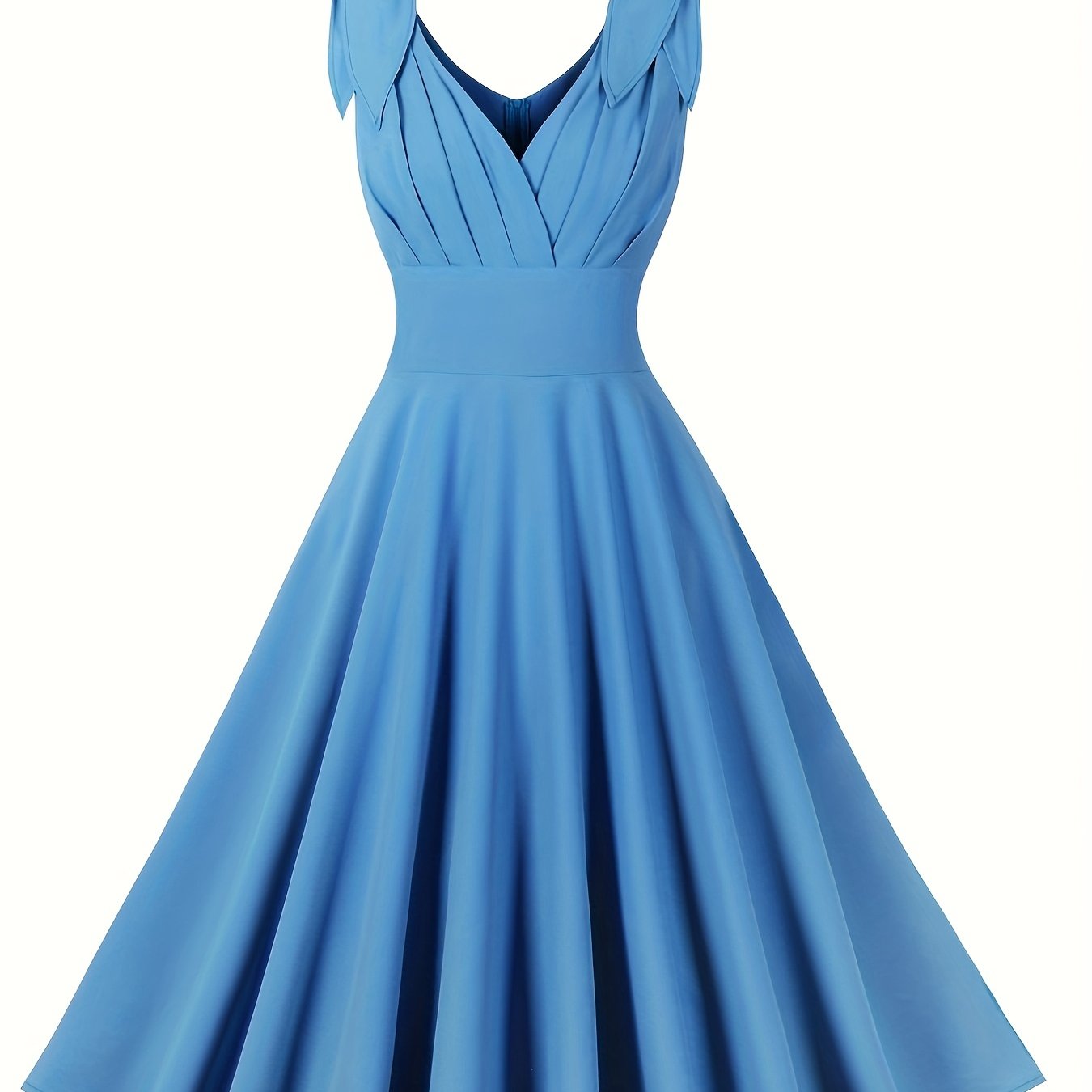 High Waist A-line Dress V Neck Sleeveless Party Casual Dress