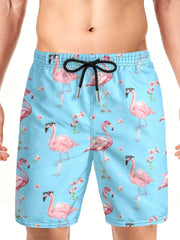 Flamingo Drawstring Swim Trunk Men's Board Shorts