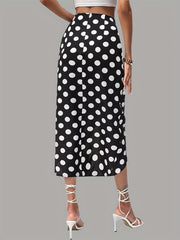 Polka Dot Print Casual Ruched Drawstring Bag Hip Skirt