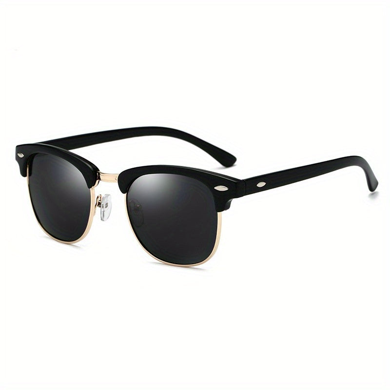 Vintage Half Frame Polarized Sunglasses UV400 Sunshade Men Women