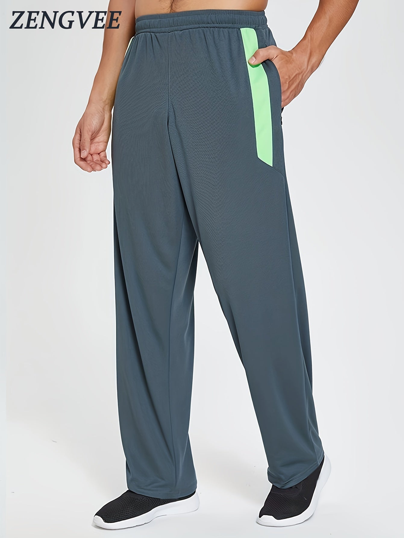 ZENGVEE Men's Elastic Waist Pocket Pants