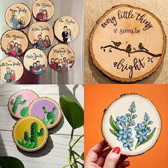 10pcs Natural Fur Wood Coasters Craft Kits Christmas Decorations DIY Fur Craft