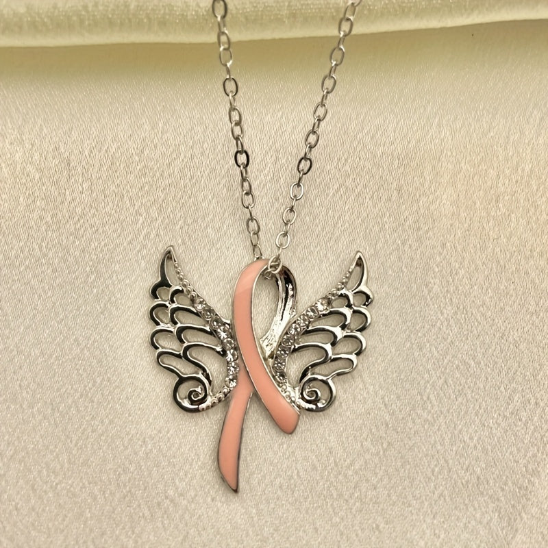 Rhinestone Wings Knot Pendant Necklace for Girls