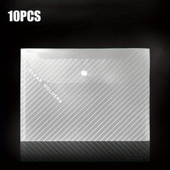 10pcs A4 Transparent Plastic Envelope File Bags for Office Data & Stationery