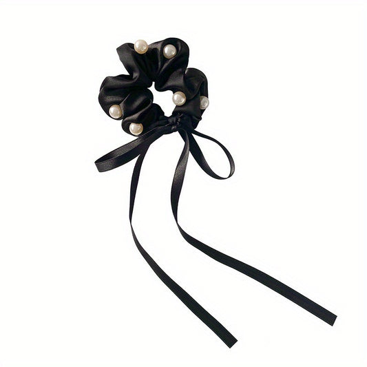 Faux Pearl Scrunchie Hair Tie Solid Hair Rope Head Jewelry