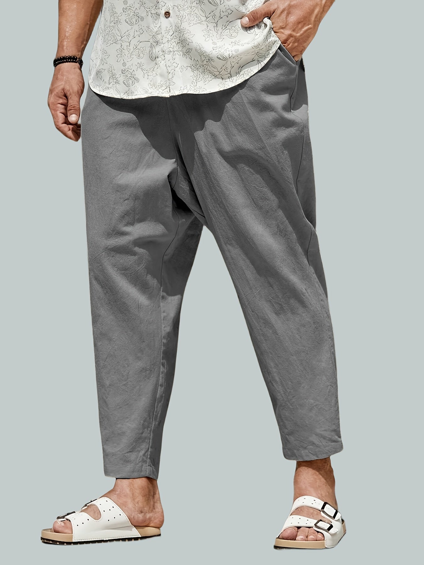 Men's Drawstring Harem Pants Beach Pant Solid Casual Baggy Pants Yoga Trousers