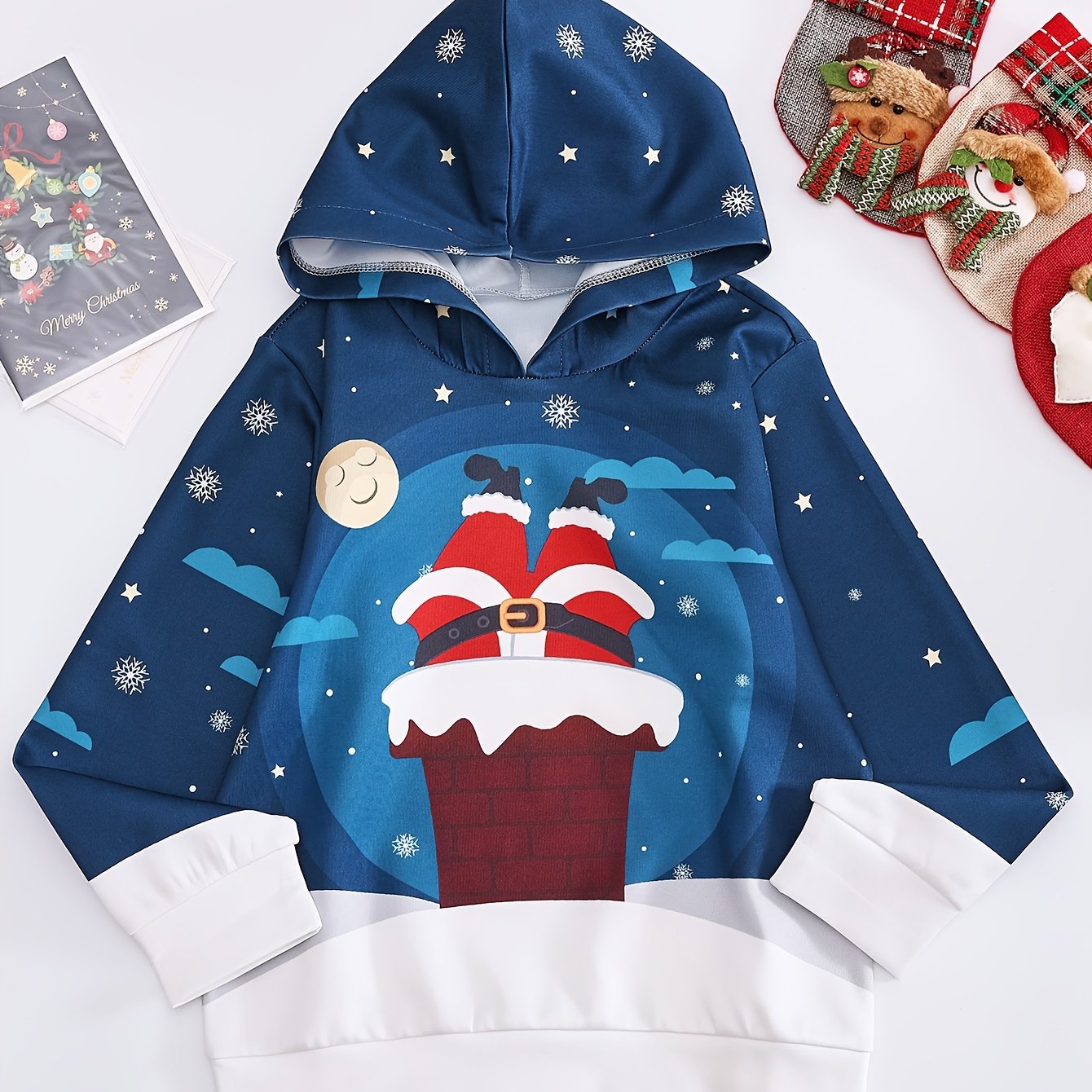 Christmas Santa Night Hoodie Sweatshirt Pullover Spring Fall Sports