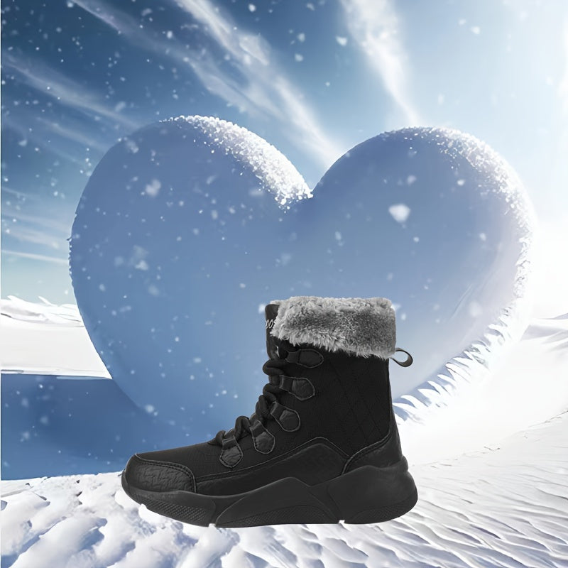 Women's Winter Snow Boots Plush Inner Thermal Comfort Lace-up Hiking Boots