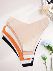 6pcs Seamless Solid Panties Low Waist High Stretch Underwear Lingerie
