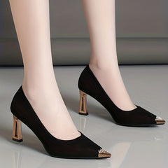 Rhinestone Pyramid Heels Pointed Toe Pumps Stylish Dress & Party Shoes