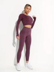 Yoga Set Crop Top & High Waist Leggings Women's Activewear