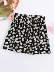 Floral Print Tie Front Mini Skirt