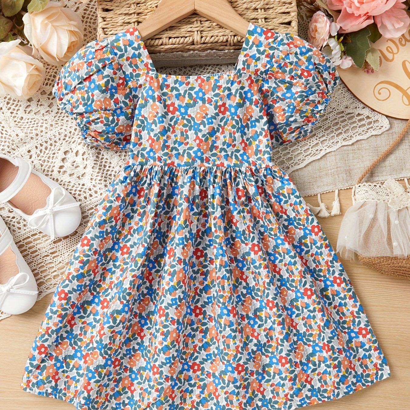 Toddler Girls Floral Princess Dress For Party Kids Summer Clothes