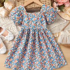 Toddler Girls Floral Princess Dress For Party Kids Summer Clothes