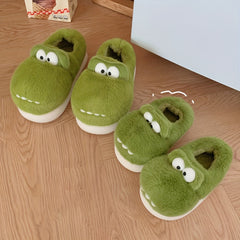 Cartoon Crocodile Furry House Shoes For Boys Non Slip Soft Bottom Walking Shoes