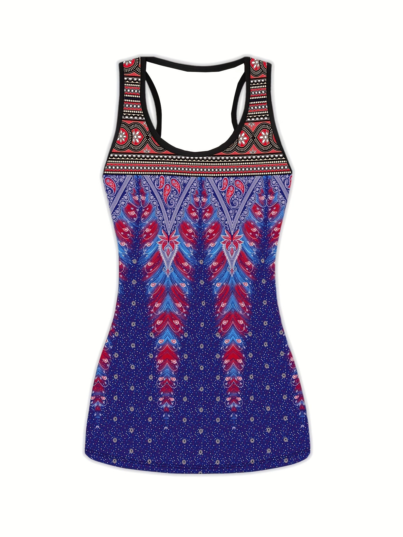 Feather Print Tank Top & Harem Pants Sports Set