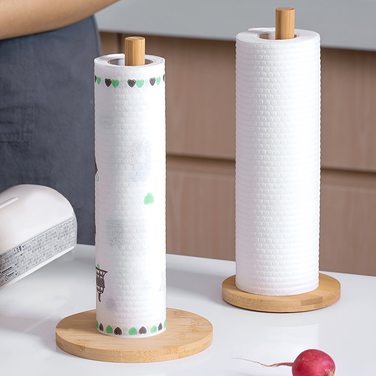 Bamboo Kitchen Paper Towel Holder Lazy Rag Storage Shelf
