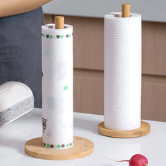 Bamboo Kitchen Paper Towel Holder Lazy Rag Storage Shelf