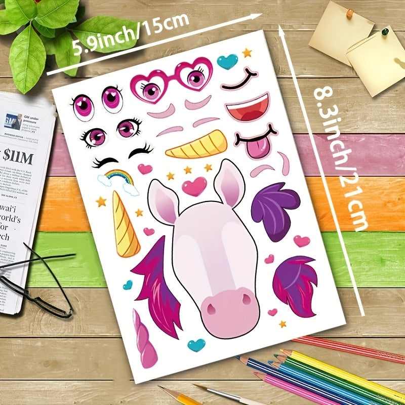 12pcs 24pcs Make A Face Stickers Unicorn Party Favors Crafts