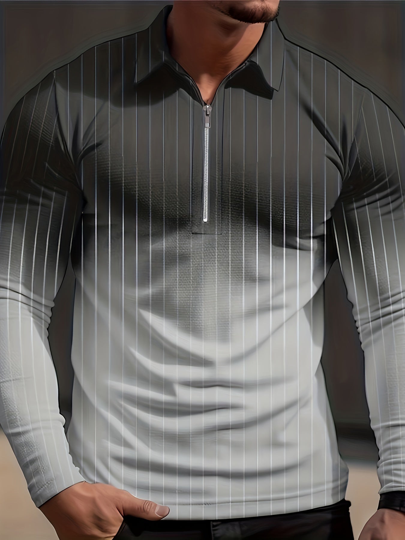 Gradient Stripe Men's Long Sleeve Shirt