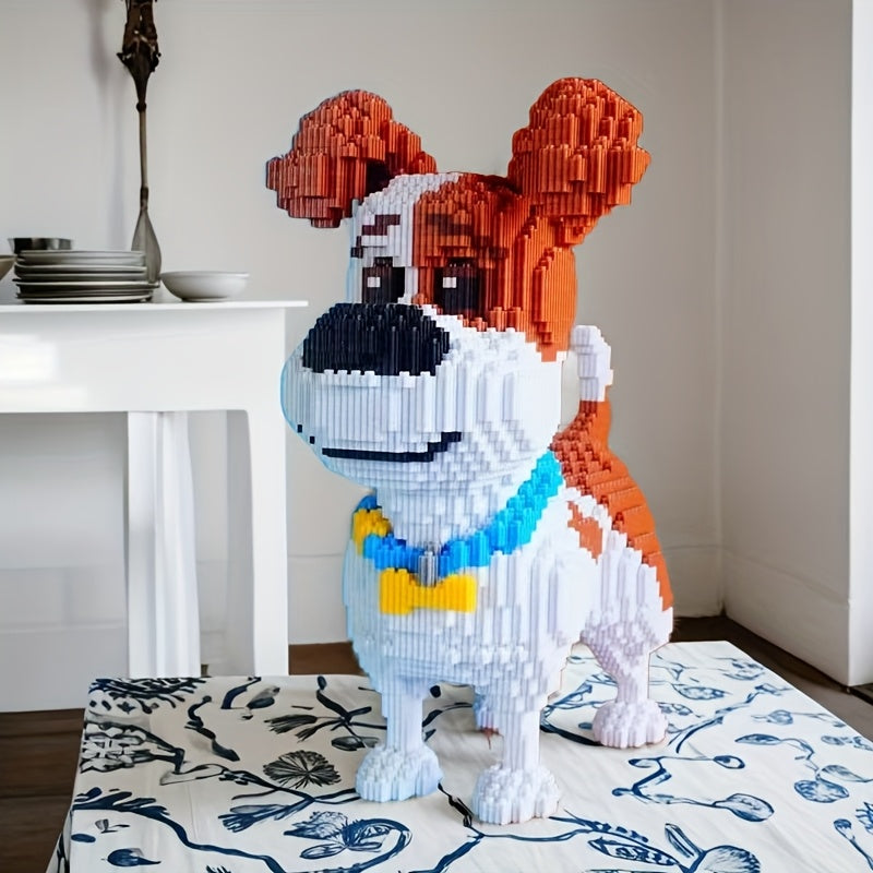 Dog Building Blocks Adorable DIY Puzzle Brown Interlocking Blocks