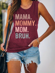 Mama Mommy Mom Bruh Graphic T Shirt Crew Neck Sleeveless Casual Every Top Women