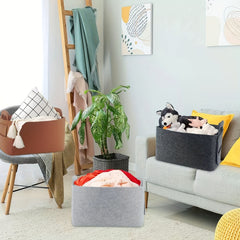 Foldable Felt Storage Basket for Household Items Toys and Clothes