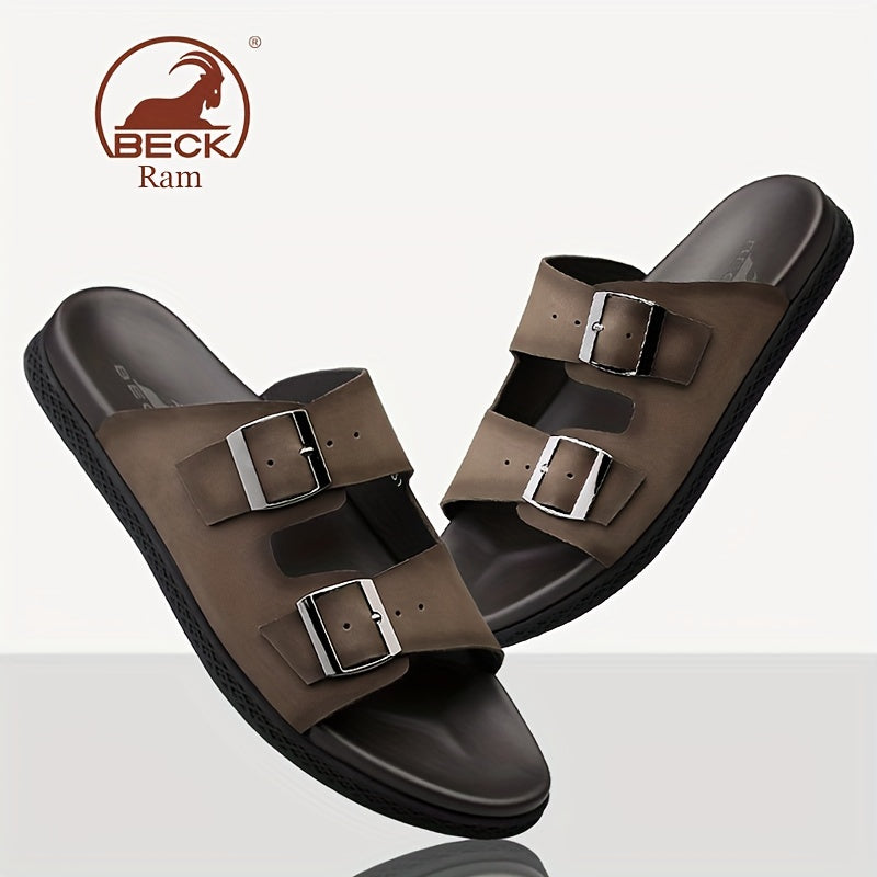 Men's Buckle Strap Slip On Slide Sandals Outdoor Slippers