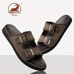 Men's Buckle Strap Slip On Slide Sandals Outdoor Slippers