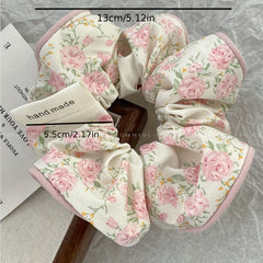 Floral Print Scrunchies Hair Tie Style Hair Rope Sweet Cartoon Bear Hair Accesso