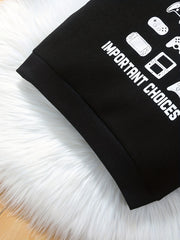 Kid's Cartoon Gamepad Sweatshirt with Important Choices Print