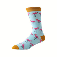 3 Pairs Flamingo Print Socks Women's Mid Tube Stockings