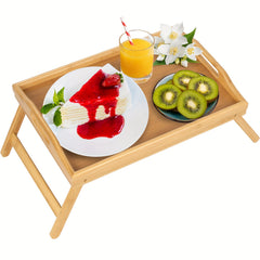 Wooden Bed Tray Table with Folding Legs - Breakfast in Bed or TV Table