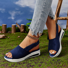 Women's Elastic Strap Flat Sandals Open Round Toe Slip On Slingback Shoes