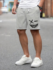 Smile Print Men's Drawstring Shorts