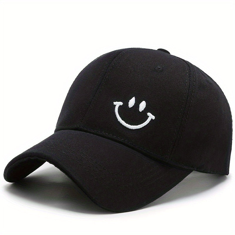Smiling Embroidery Baseball Cap Solid Casual Dad Hats Unisex Couple Sun Hat