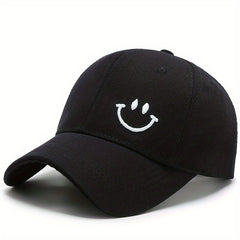 Smiling Embroidery Baseball Cap Solid Casual Dad Hats Unisex Couple Sun Hat