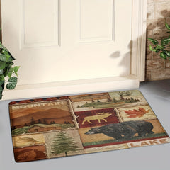 Brown Plant Animal Print Floor Mat Absorbent Non-slip Mat Doorway Resistant Mat