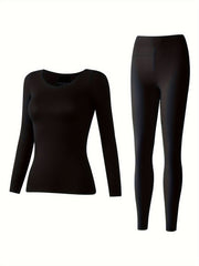 Women's Thermal Underwear Set Long Sleeve Crew Neck Tops & Pants