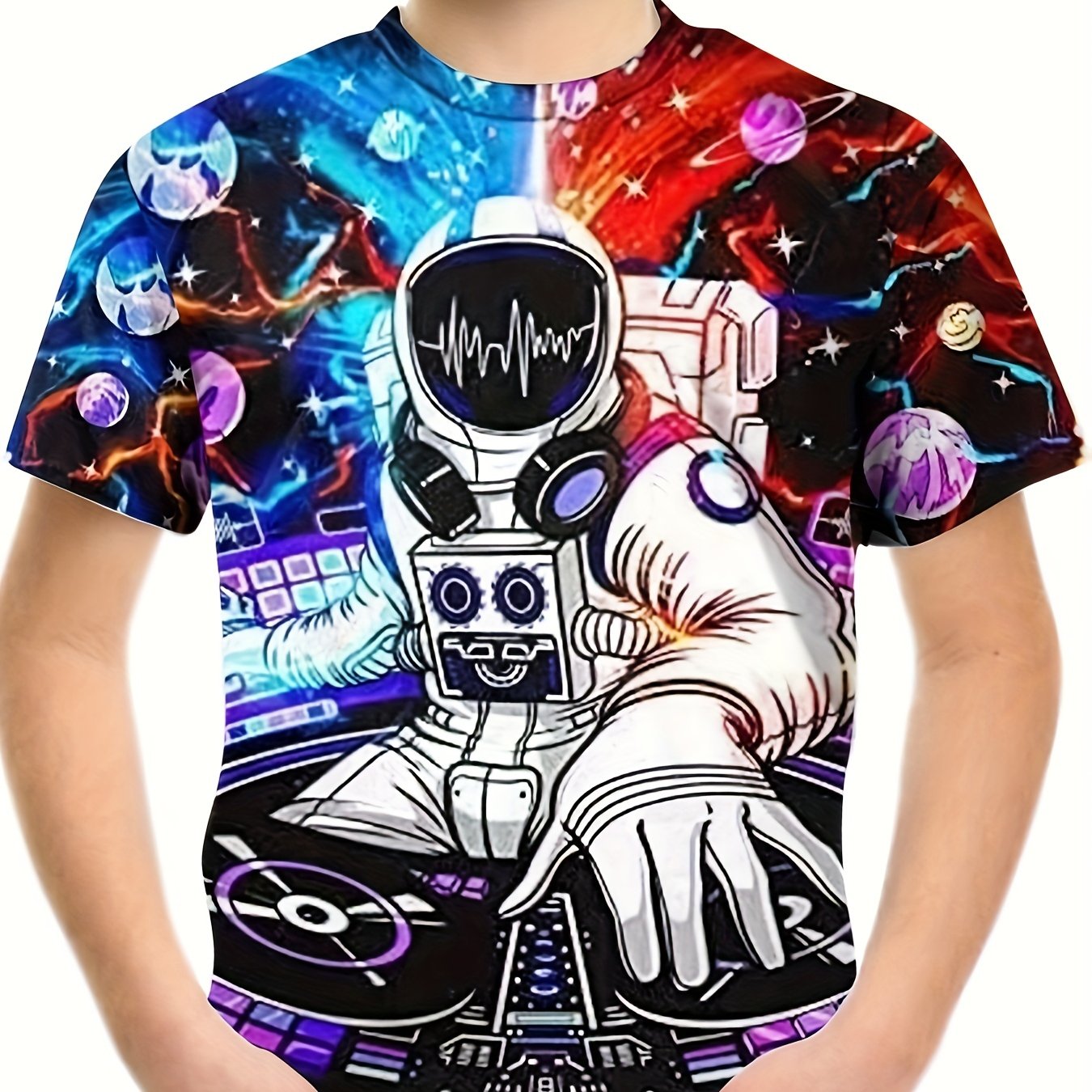Kid's Astronaut T Shirt 3D Print Stretchy Fabric for Summer