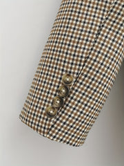 Plaid Print Blazer Single Breasted Long Sleeve Office Outerwear Women