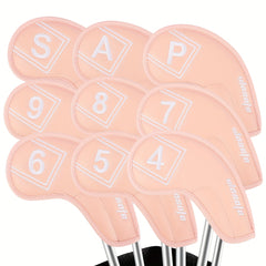 9 Pcs PU Leather Golf Headcovers Waterproof Putter Club Cover